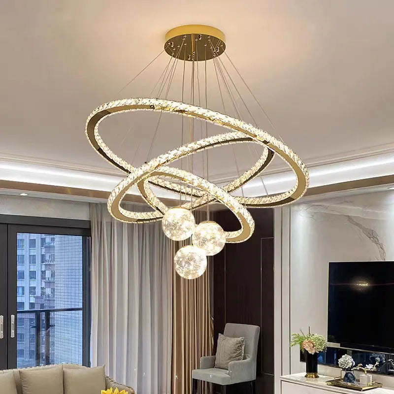 Designer Deluxe Remote Control Crystal LED Pendant Lamp Living Restaurant Bedroom Kitchen Dimmable Chandelier Home Decor Light