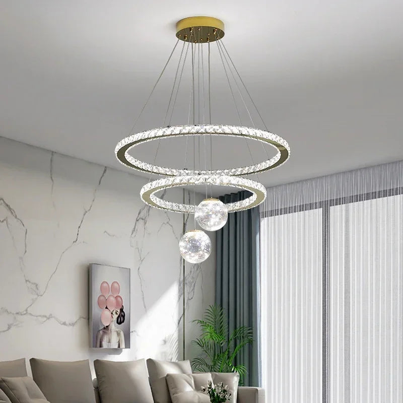 Designer Deluxe Remote Control Crystal LED Pendant Lamp Living Restaurant Bedroom Kitchen Dimmable Chandelier Home Decor Light