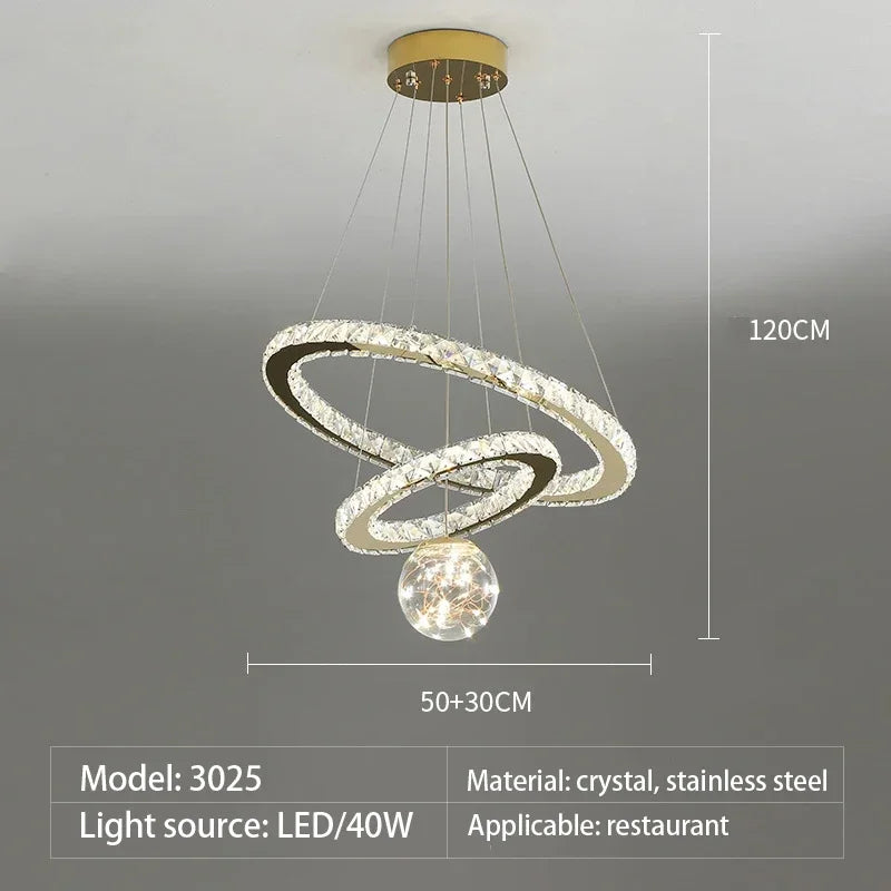 Designer Deluxe Remote Control Crystal LED Pendant Lamp Living Restaurant Bedroom Kitchen Dimmable Chandelier Home Decor Light