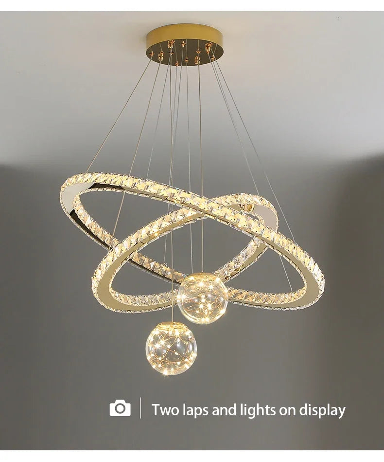 Designer Deluxe Remote Control Crystal LED Pendant Lamp Living Restaurant Bedroom Kitchen Dimmable Chandelier Home Decor Light