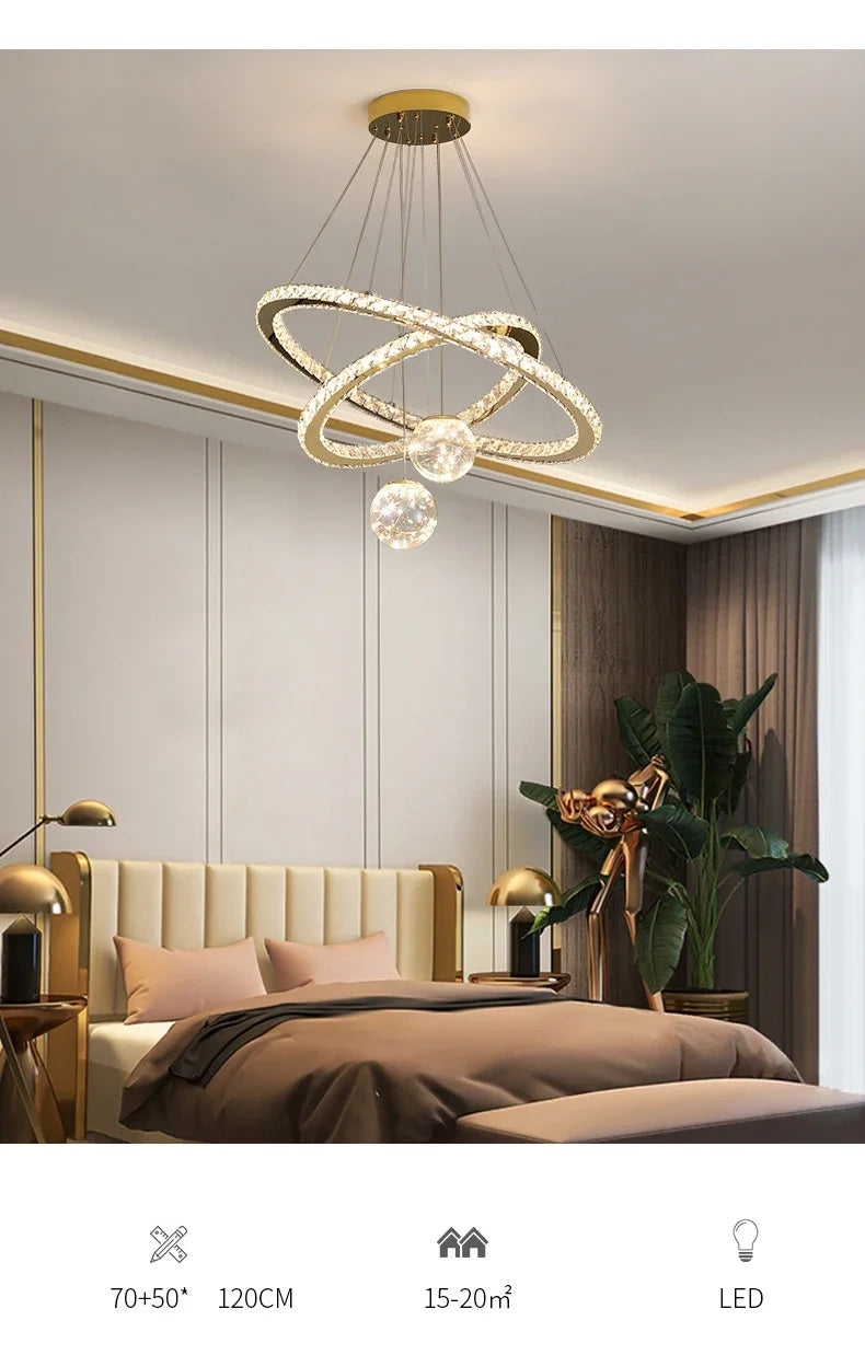 Designer Deluxe Remote Control Crystal LED Pendant Lamp Living Restaurant Bedroom Kitchen Dimmable Chandelier Home Decor Light
