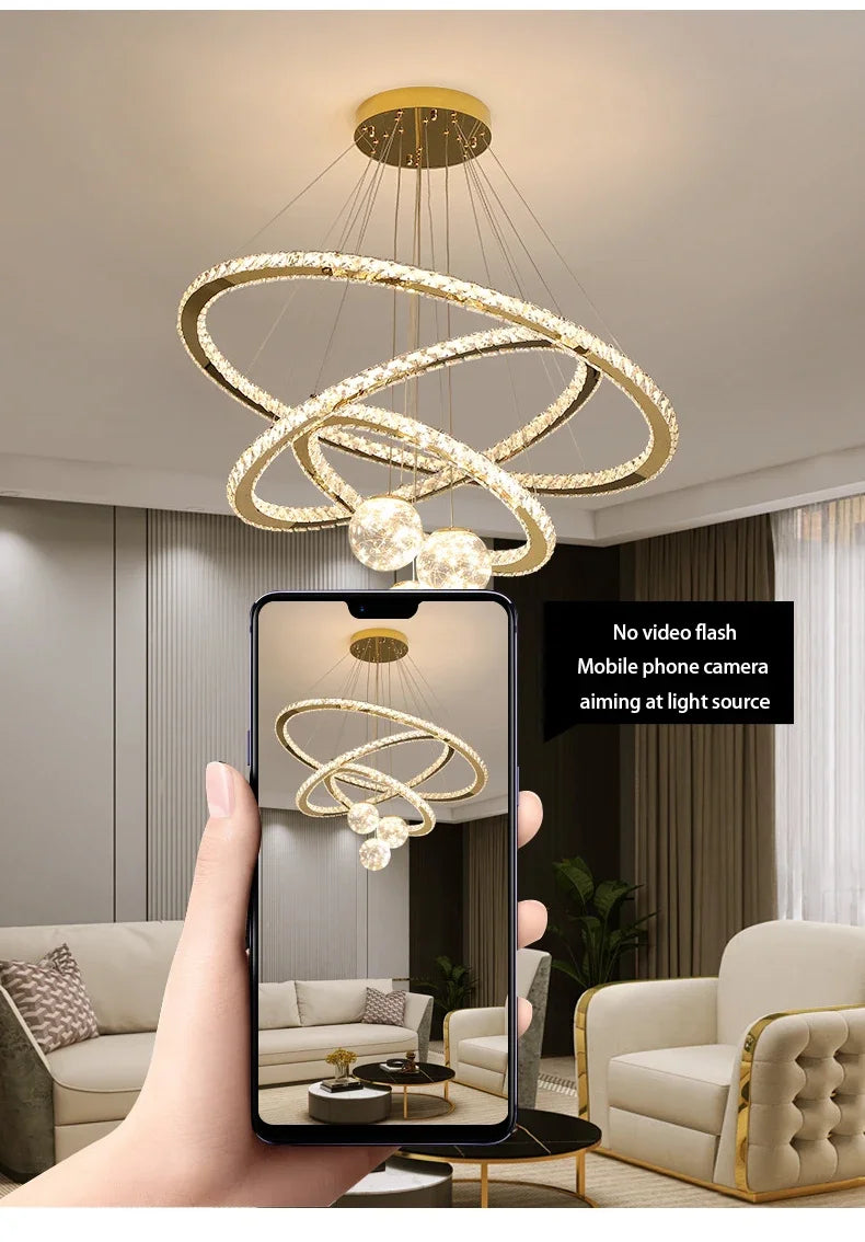 Designer Deluxe Remote Control Crystal LED Pendant Lamp Living Restaurant Bedroom Kitchen Dimmable Chandelier Home Decor Light