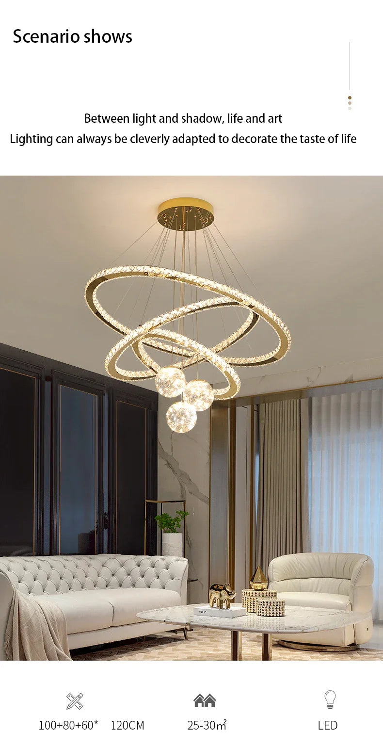 Designer Deluxe Remote Control Crystal LED Pendant Lamp Living Restaurant Bedroom Kitchen Dimmable Chandelier Home Decor Light