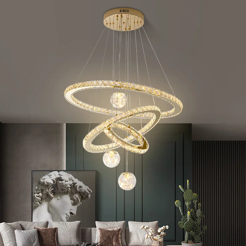 Designer Deluxe Remote Control Crystal LED Pendant Lamp Living Restaurant Bedroom Kitchen Dimmable Chandelier Home Decor Light
