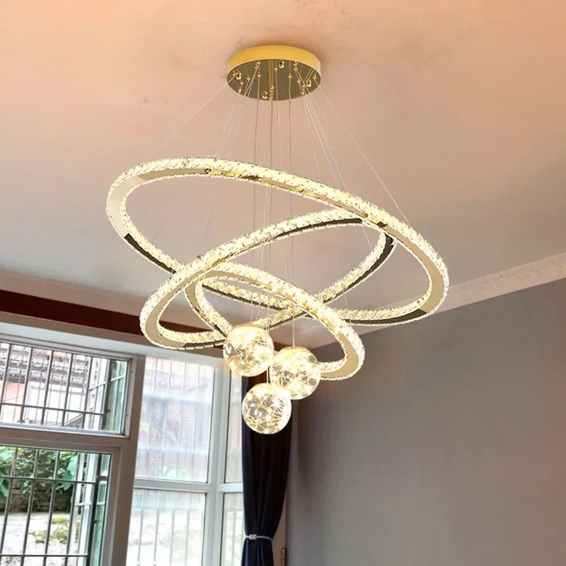 Designer Deluxe Remote Control Crystal LED Pendant Lamp Living Restaurant Bedroom Kitchen Dimmable Chandelier Home Decor Light