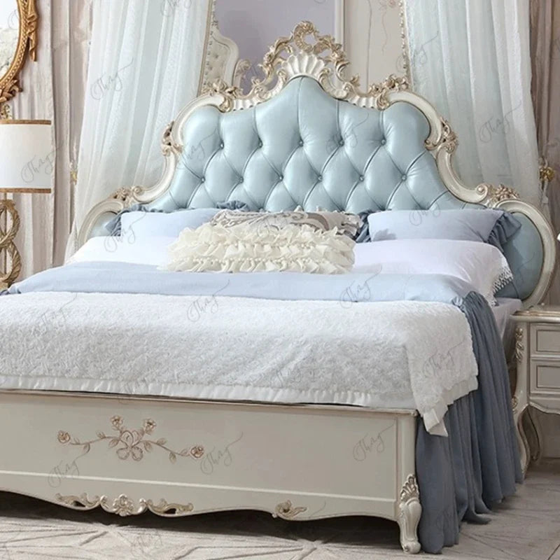 Pretty King Size Bed Frame French Style Pink Queen Bed Princess Modern Letto Matrimoniale Bedroom Furniture Luxury