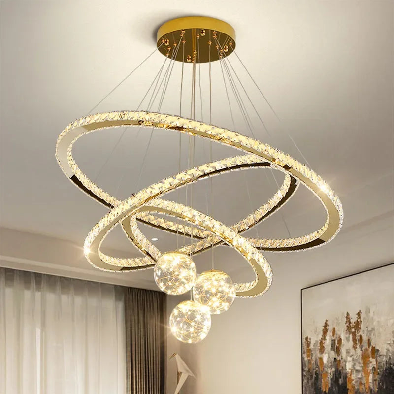 Designer Deluxe Remote Control Crystal LED Pendant Lamp Living Restaurant Bedroom Kitchen Dimmable Chandelier Home Decor Light
