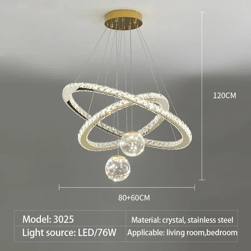 Designer Deluxe Remote Control Crystal LED Pendant Lamp Living Restaurant Bedroom Kitchen Dimmable Chandelier Home Decor Light