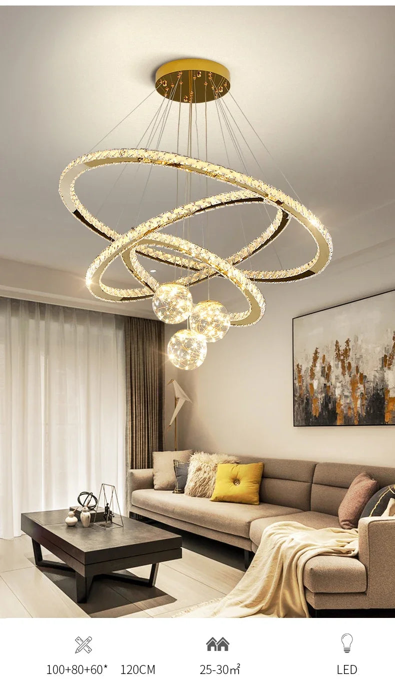Designer Deluxe Remote Control Crystal LED Pendant Lamp Living Restaurant Bedroom Kitchen Dimmable Chandelier Home Decor Light