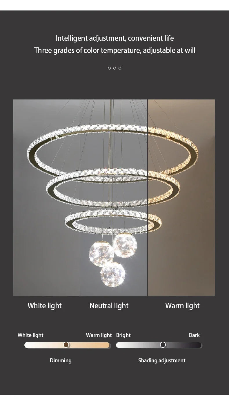 Designer Deluxe Remote Control Crystal LED Pendant Lamp Living Restaurant Bedroom Kitchen Dimmable Chandelier Home Decor Light