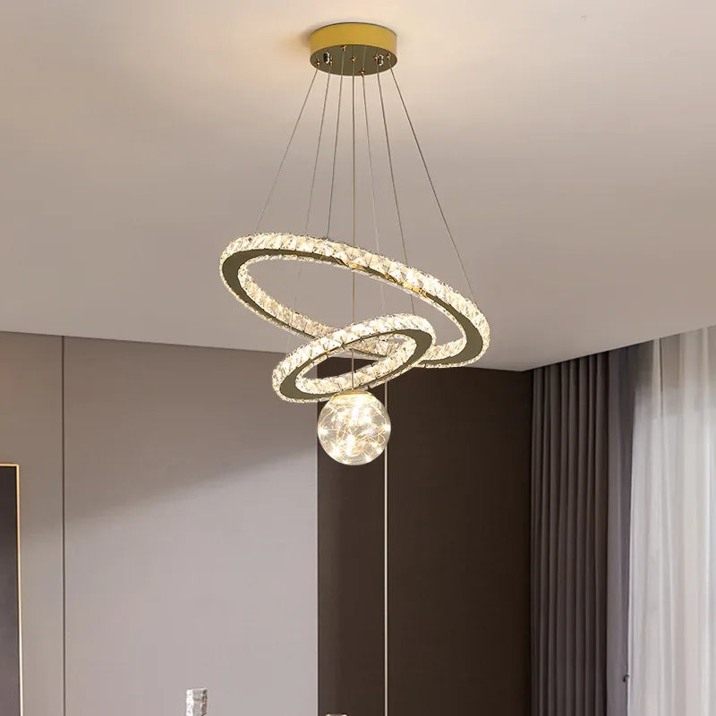 Designer Deluxe Remote Control Crystal LED Pendant Lamp Living Restaurant Bedroom Kitchen Dimmable Chandelier Home Decor Light
