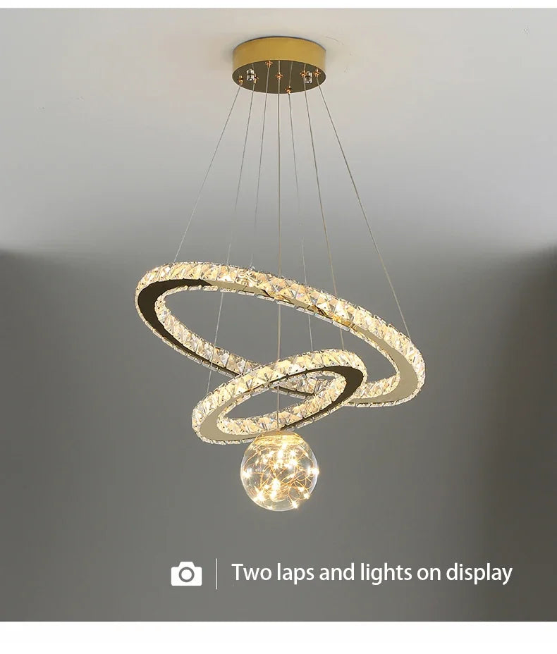 Designer Deluxe Remote Control Crystal LED Pendant Lamp Living Restaurant Bedroom Kitchen Dimmable Chandelier Home Decor Light