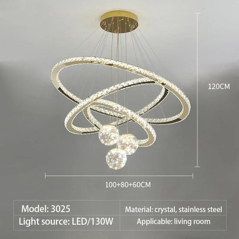Designer Deluxe Remote Control Crystal LED Pendant Lamp Living Restaurant Bedroom Kitchen Dimmable Chandelier Home Decor Light