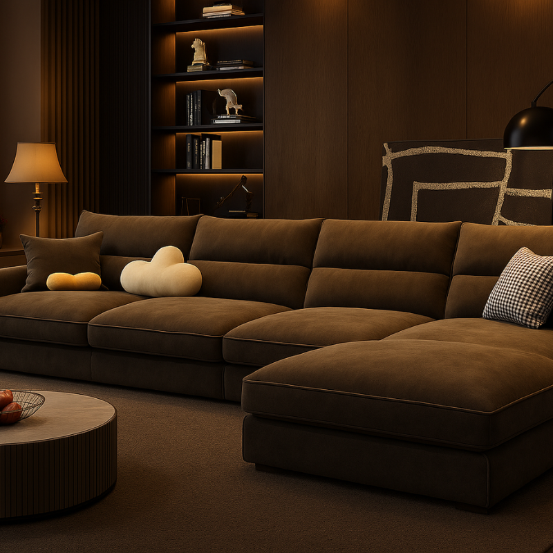 Serenelle Curved Boucle Lounge Sofa