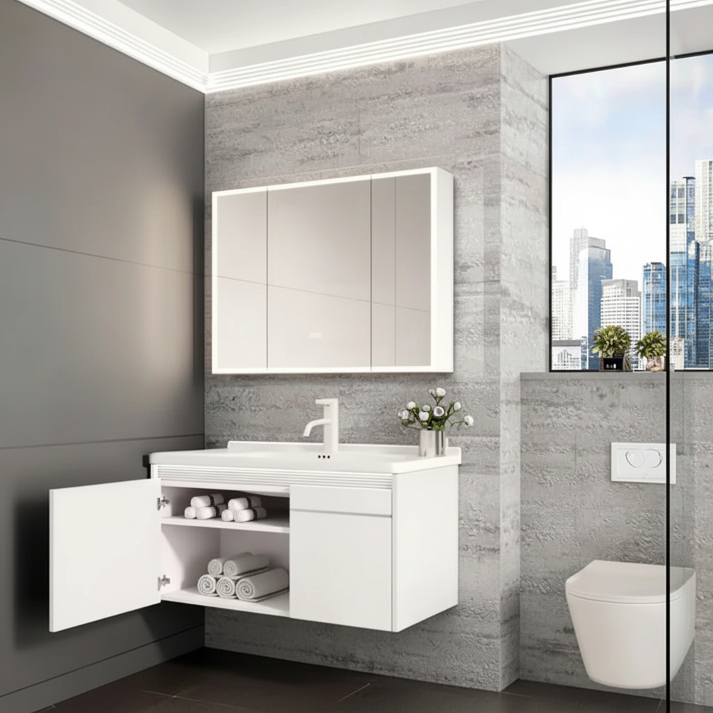 3/4 Open Cabinet View