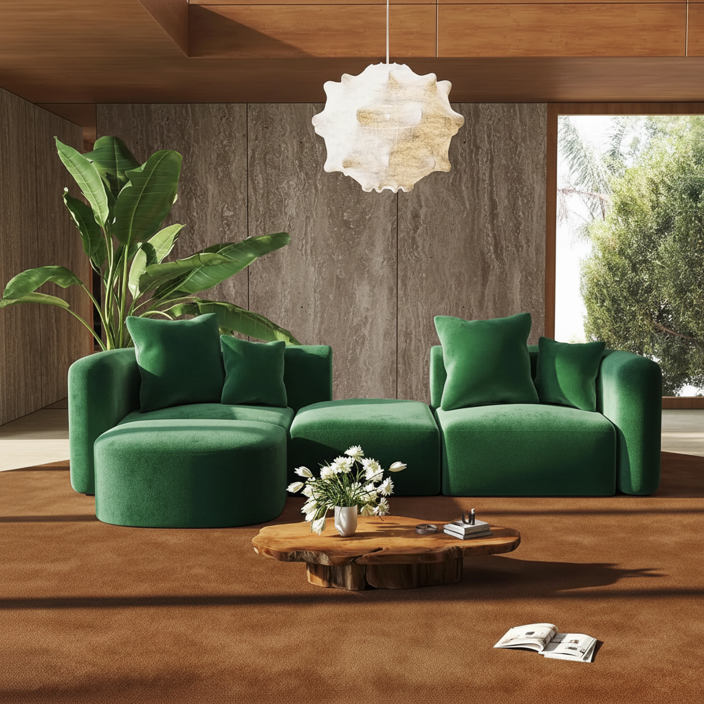 8K Luxury Emerald Green Living Room