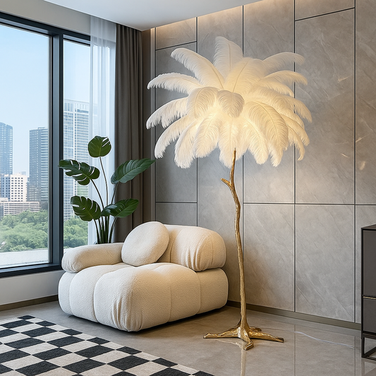 Arctic Ostrich Feather Lamp