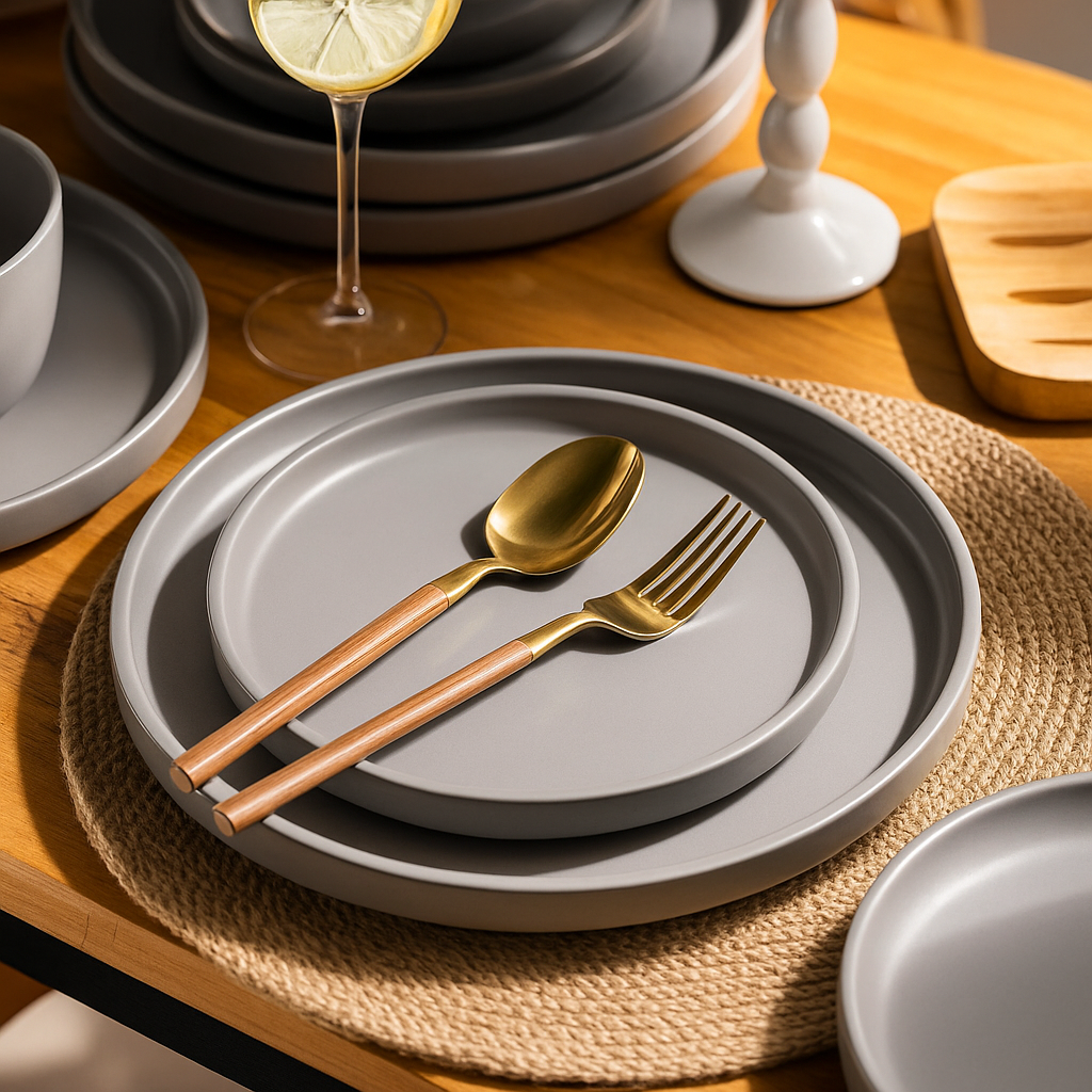 Modern Flat Stoneware Set