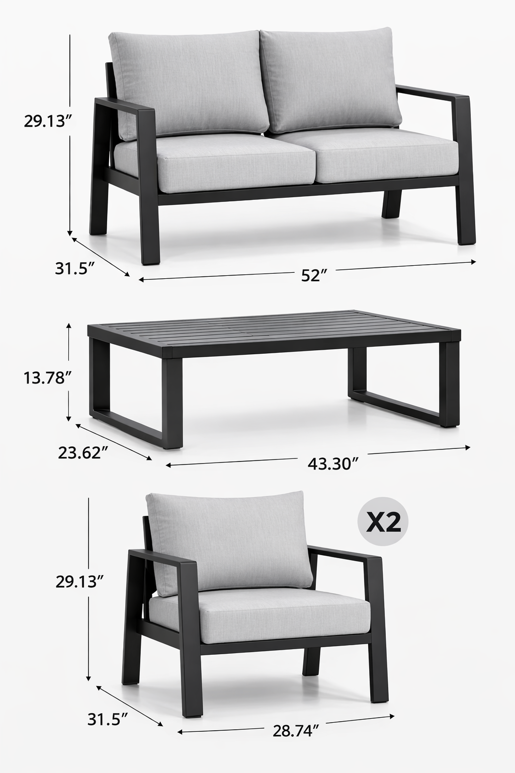 Monaco Garden Lounge Set Outdoor