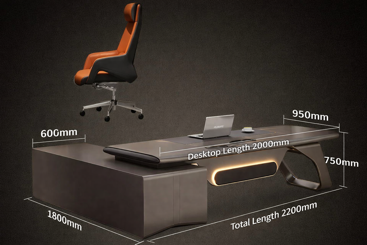 Selvara Sculpted Executive Office Desk