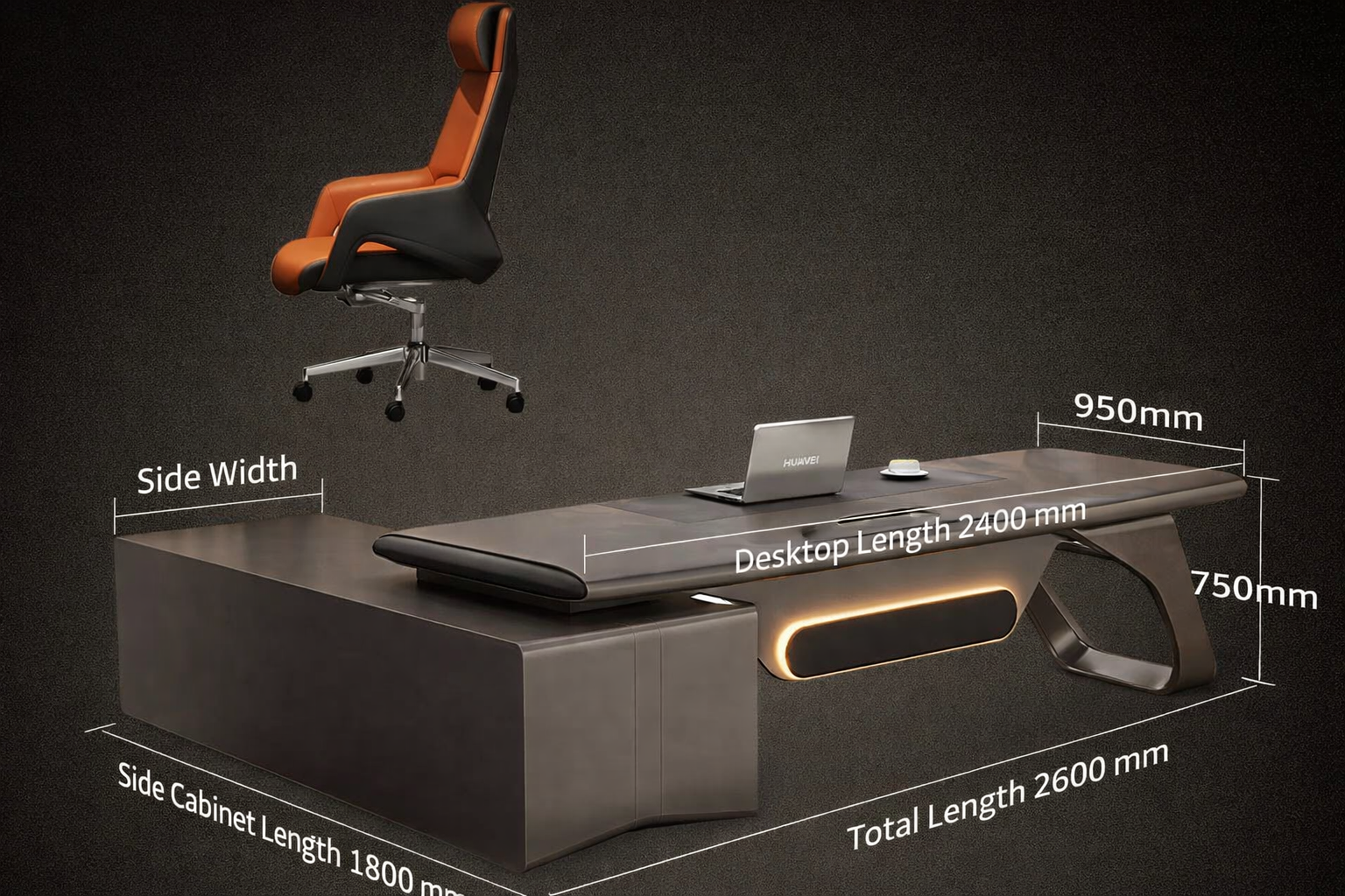 Selvara Sculpted Executive Office Desk