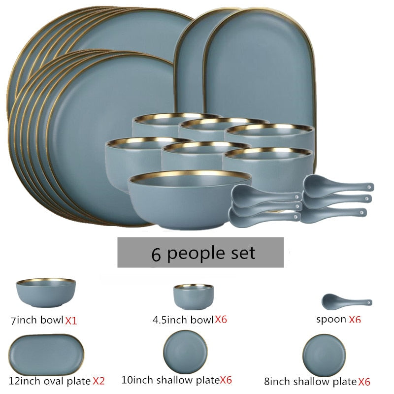 Matte Gilt Rim Dinnerware Set