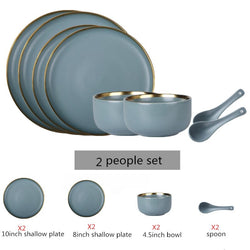 Matte Gilt Rim Dinnerware Set