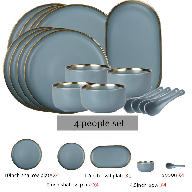 Matte Gilt Rim Dinnerware Set