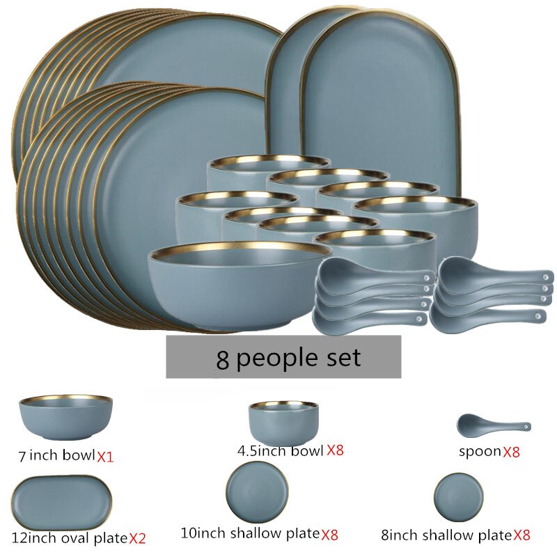 Matte Gilt Rim Dinnerware Set