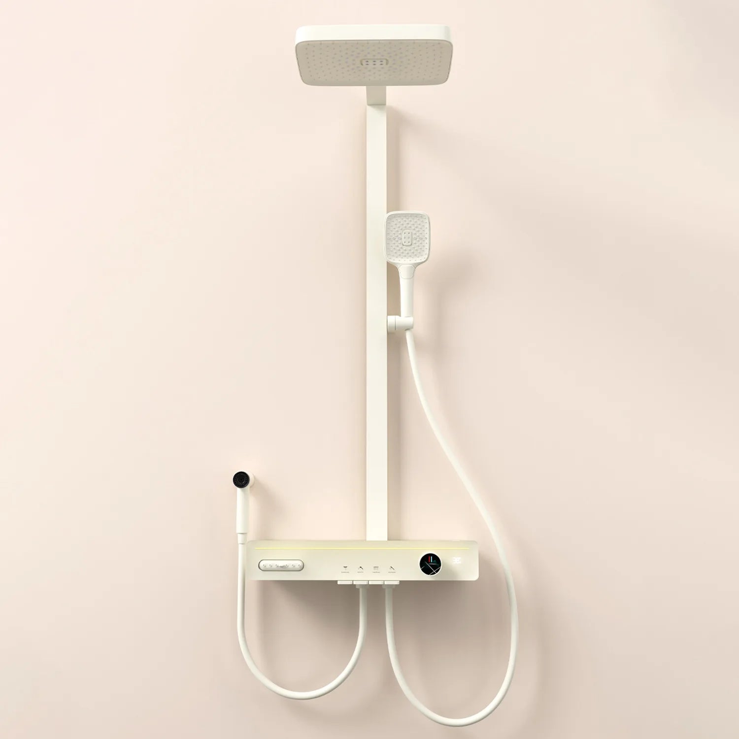 With Waist Spray Shower System Set MultiFunction Smart Digital DisplayRefined CopperAmbient Lighting Pressurize Shower Set
