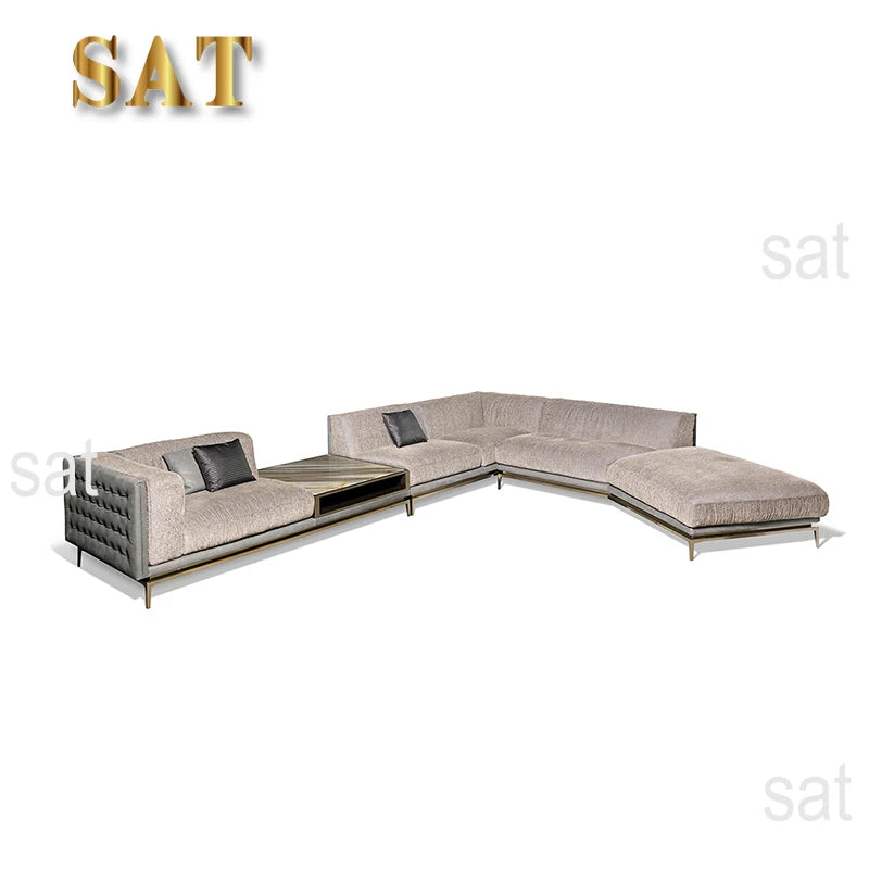 %w Italian Living Room Sectional Couch L-shaped Corner Sofa Set with Convertible Extendable Features Modern Fabric Furniture