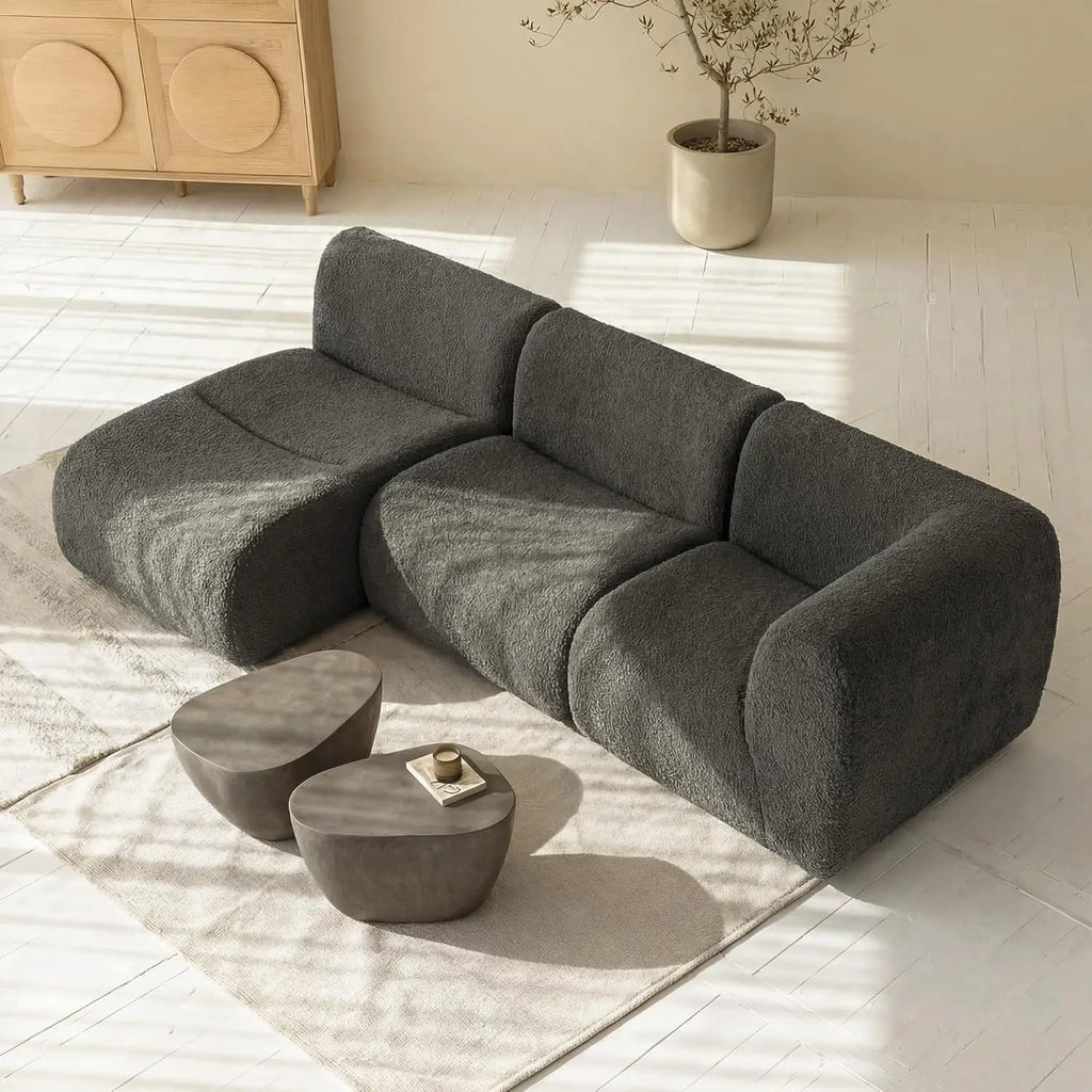 Sectional Sofa with Chaise, Boneless 3 Seater Modular Couch, Reversible L-Shaped Couches with Deep Seat,, Customized