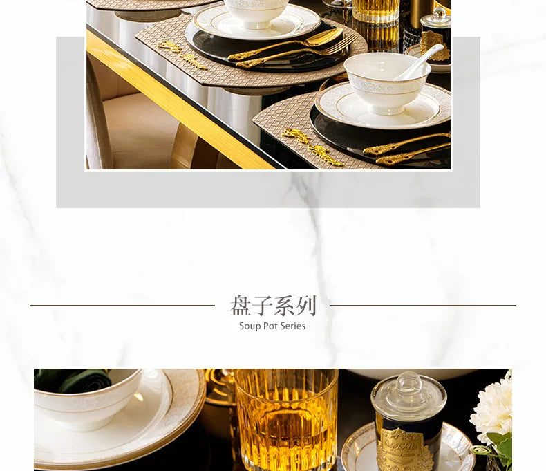 Moving House Tableware Set Bone China 2025 New Tableware Set High-end Luxury Jingdezhen Ceramic Bowls And Plates Home Products