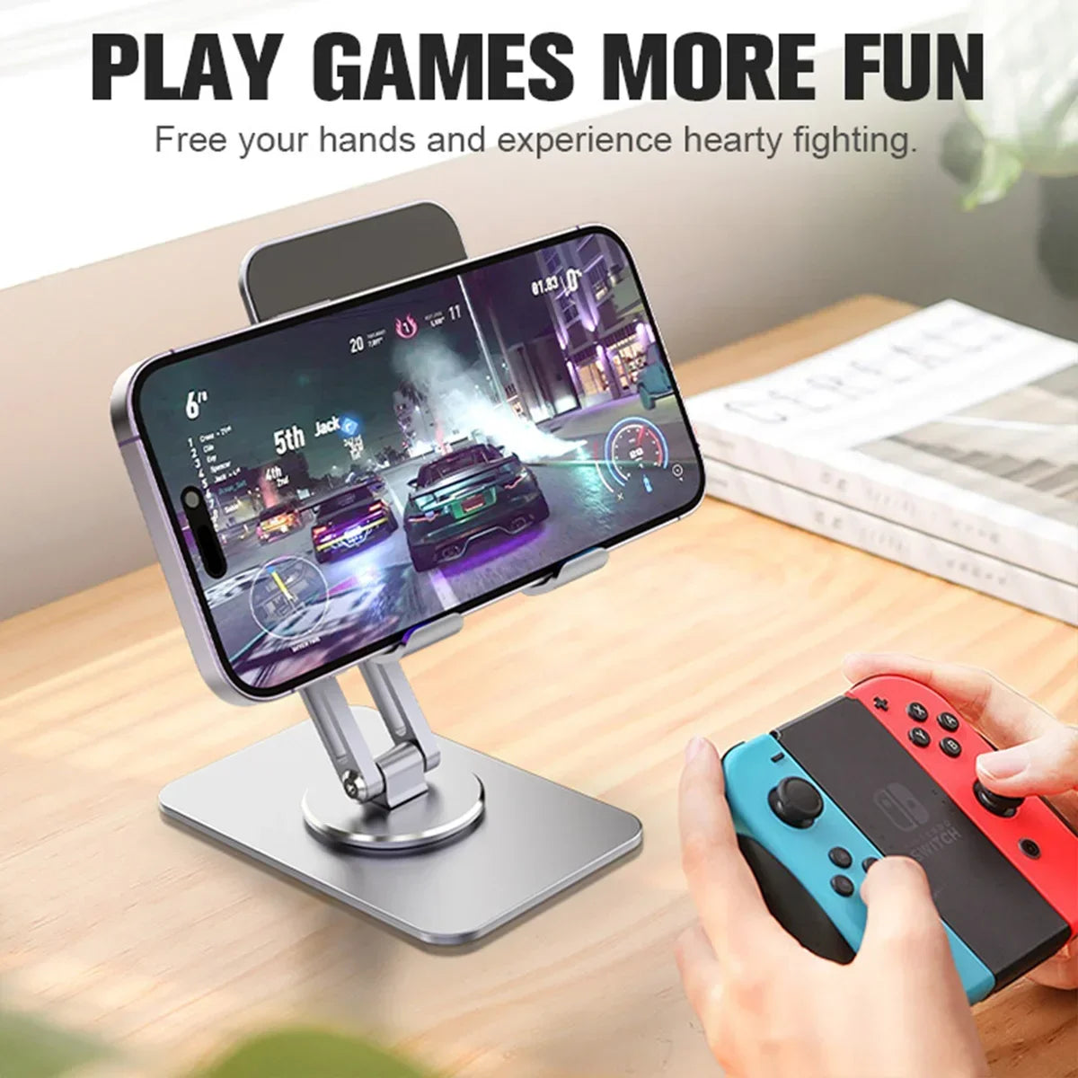 Desktop Phone Holder with 360° Rotation and Multiple Functions