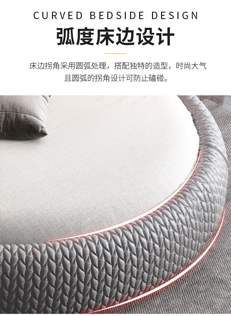 Home 180 200 220 cm Luxury Fabric round Double bed 2 people full size bed frame queen bedroom beds frames bedroom furniture