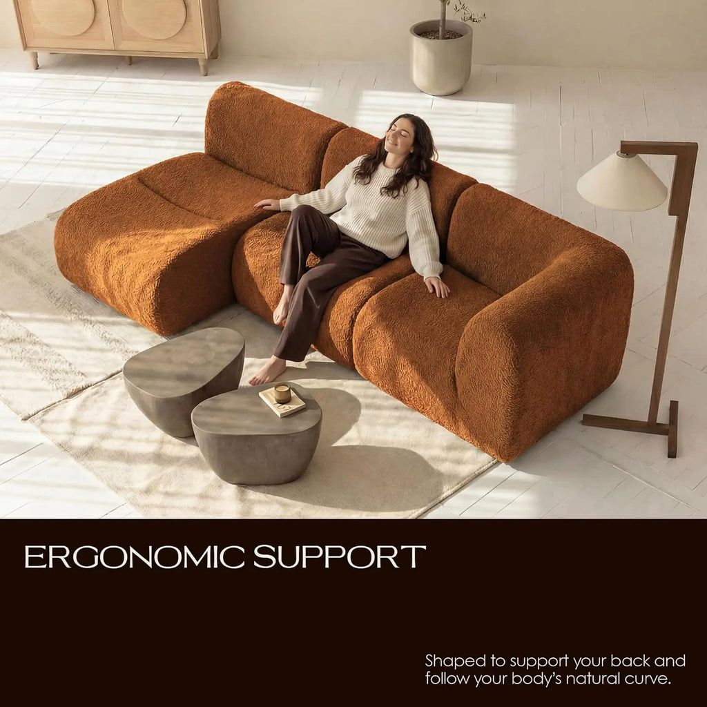 Sectional Sofa with Chaise, Boneless 3 Seater Modular Couch, Reversible L-Shaped Couches with Deep Seat,, Customized