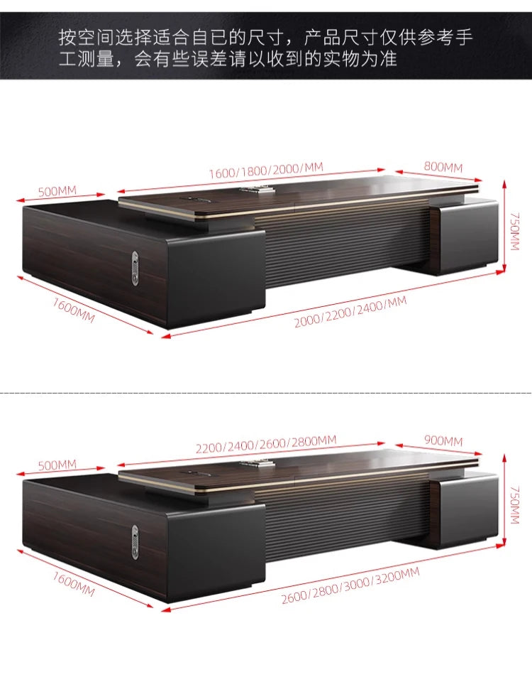 Luxury Height Office Desk Drawer Wide Corner Writing Laptop Study Office Desk Computer Storage Home Table De Bureau Furniture