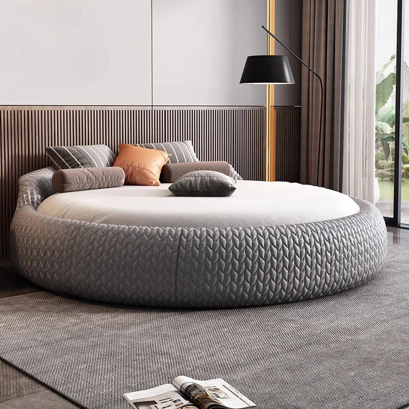 Home 180 200 220 cm Luxury Fabric round Double bed 2 people full size bed frame queen bedroom beds frames bedroom furniture