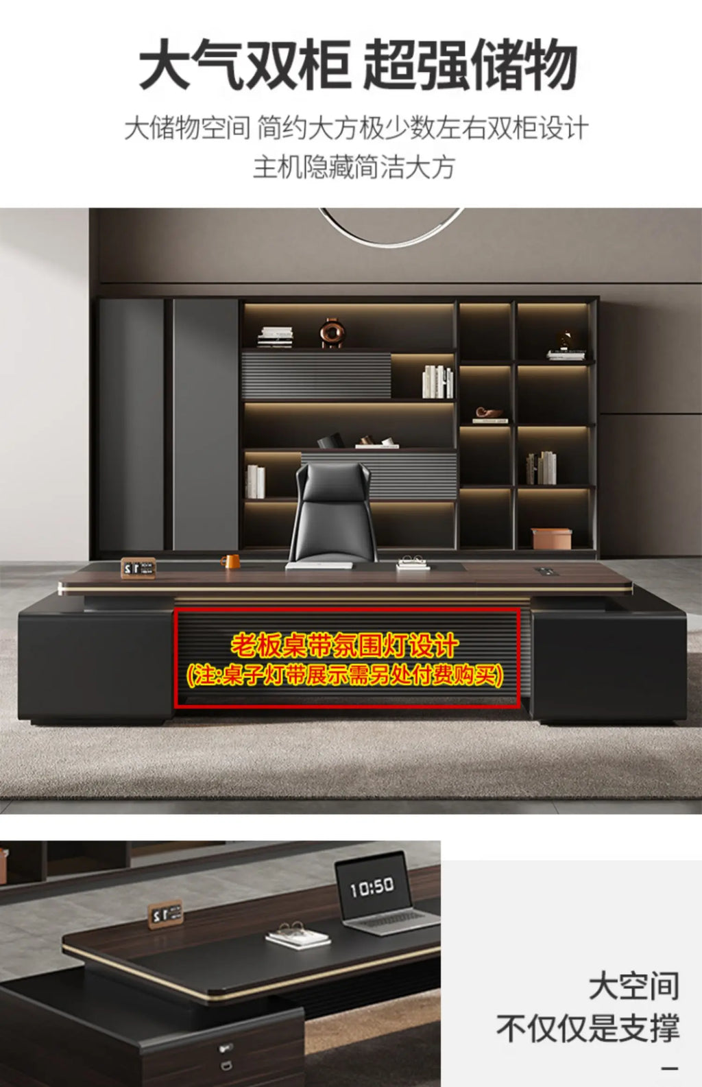 Luxury Height Office Desk Drawer Wide Corner Writing Laptop Study Office Desk Computer Storage Home Table De Bureau Furniture