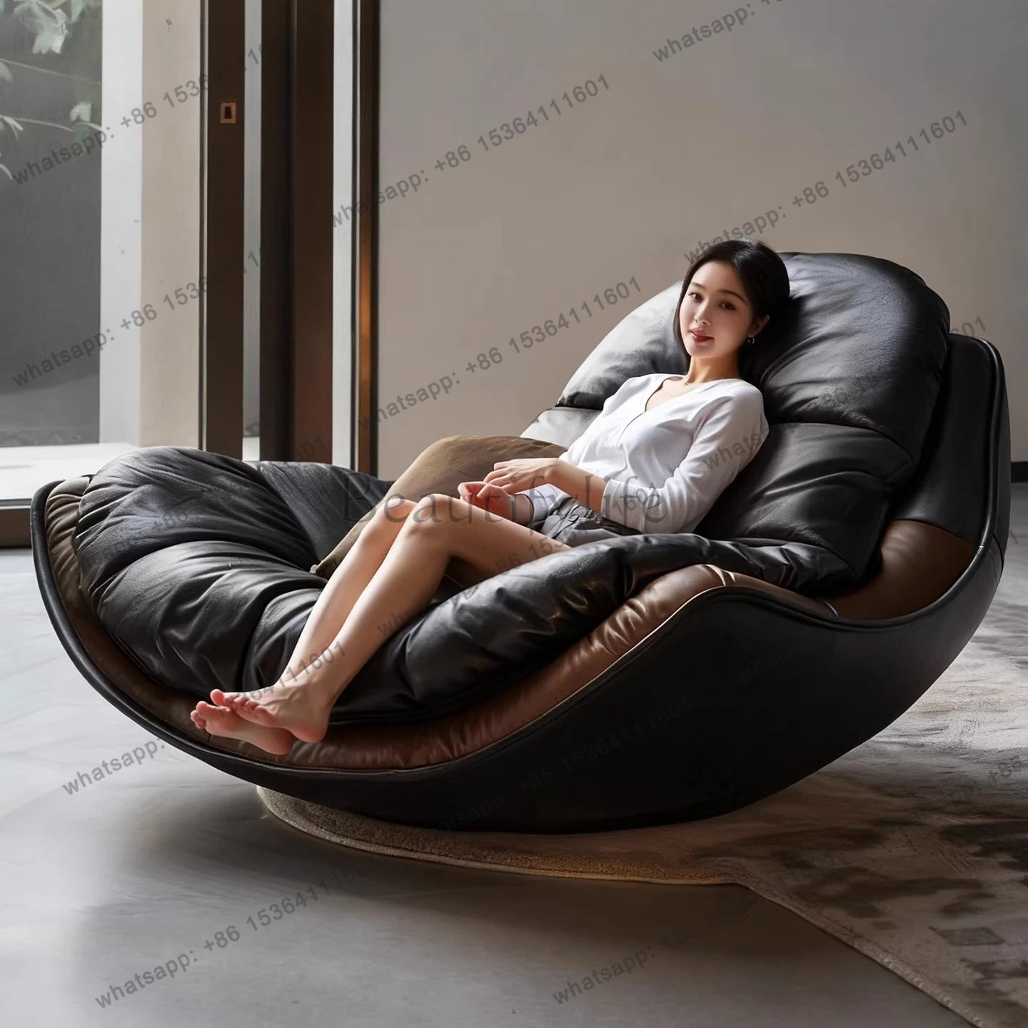 Modern simple lazy sofa single recliner light luxury balcony bedroom living room home leisure chair