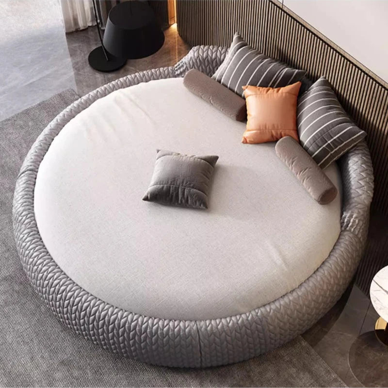 Home 180 200 220 cm Luxury Fabric round Double bed 2 people full size bed frame queen bedroom beds frames bedroom furniture