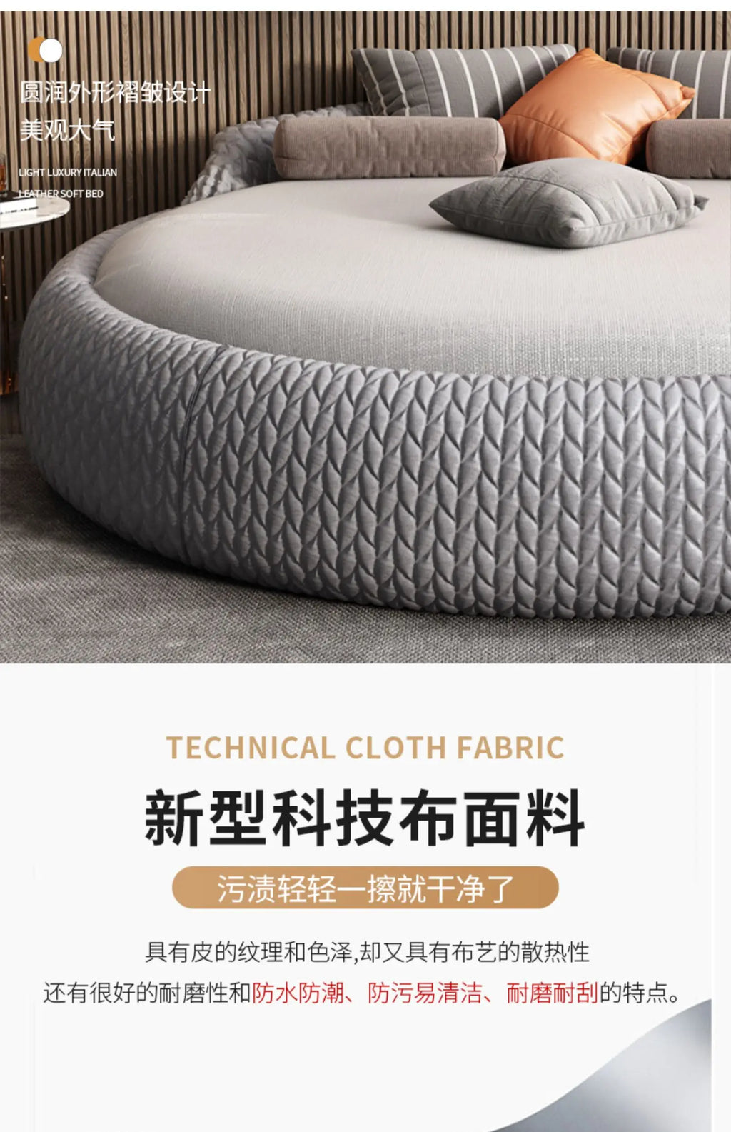 Home 180 200 220 cm Luxury Fabric round Double bed 2 people full size bed frame queen bedroom beds frames bedroom furniture