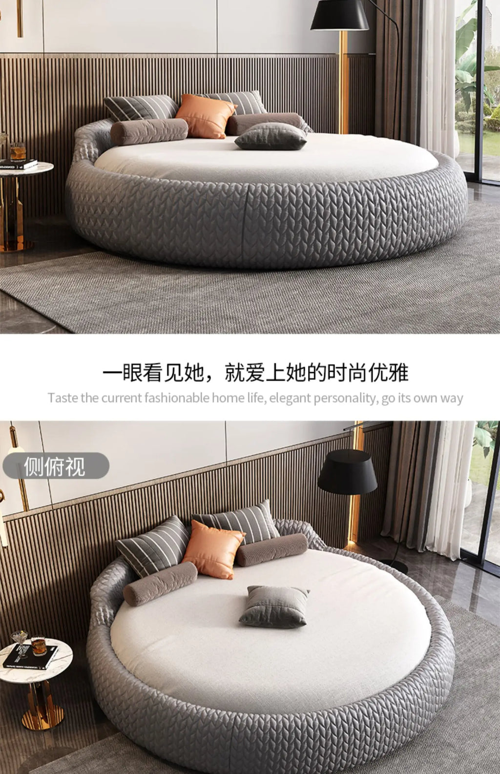 Home 180 200 220 cm Luxury Fabric round Double bed 2 people full size bed frame queen bedroom beds frames bedroom furniture