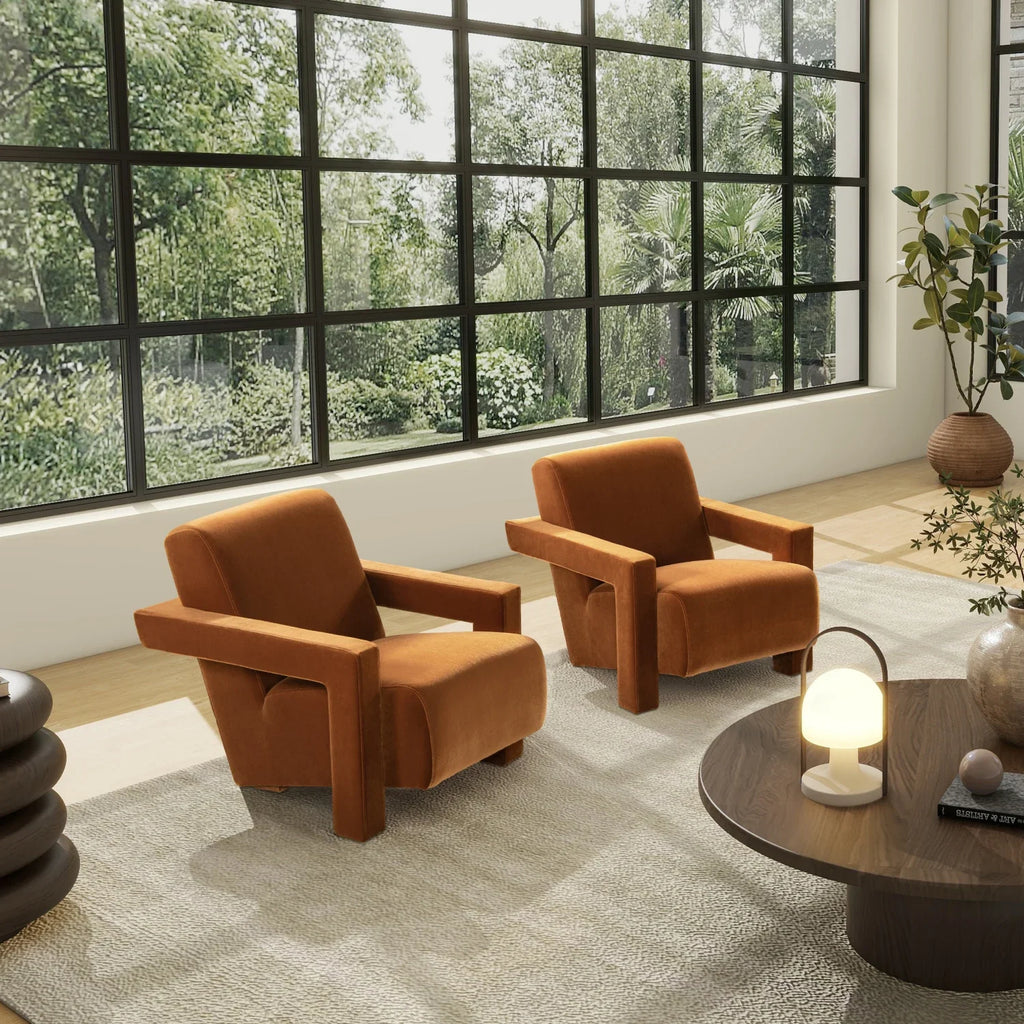 For Fully Upholstered Accent Arm Chair, Burnt Orange Performance Velvet