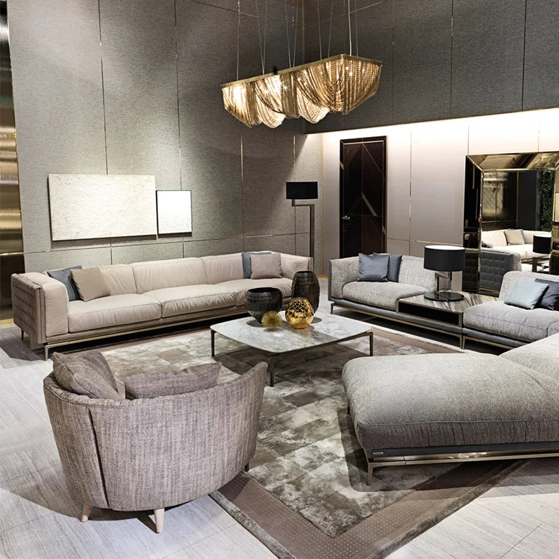 %w Italian Living Room Sectional Couch L-shaped Corner Sofa Set with Convertible Extendable Features Modern Fabric Furniture