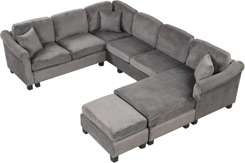 VelvetLuxe U-Shaped Sectional Sofa