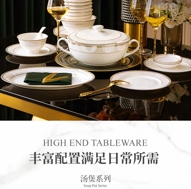 Moving House Tableware Set Bone China 2025 New Tableware Set High-end Luxury Jingdezhen Ceramic Bowls And Plates Home Products