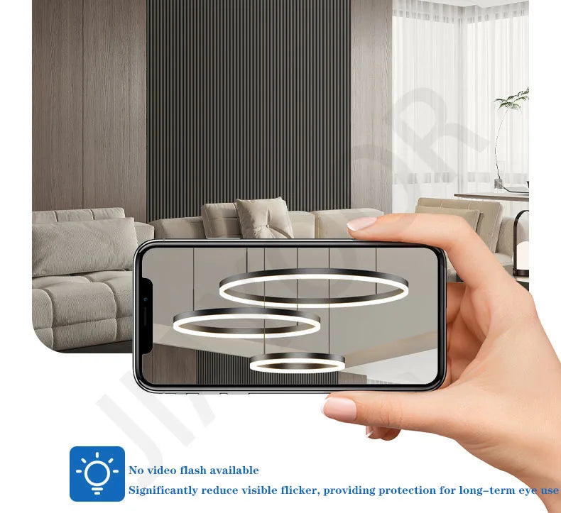 Modern Led Ring Chandelier Dimmable Black Gold Minimalist Decor for Table Dining Living Room Pendant Lamps Home Hanging Lighting