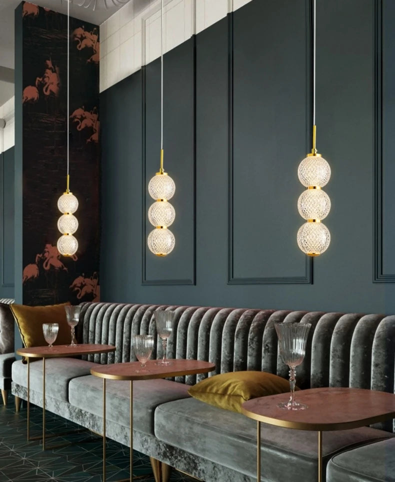 Transparent Acrylic Ball LED Pendant Lights Bedroom Parlor Dining Room Hanging Lamp Height Adjustable Dropshipping