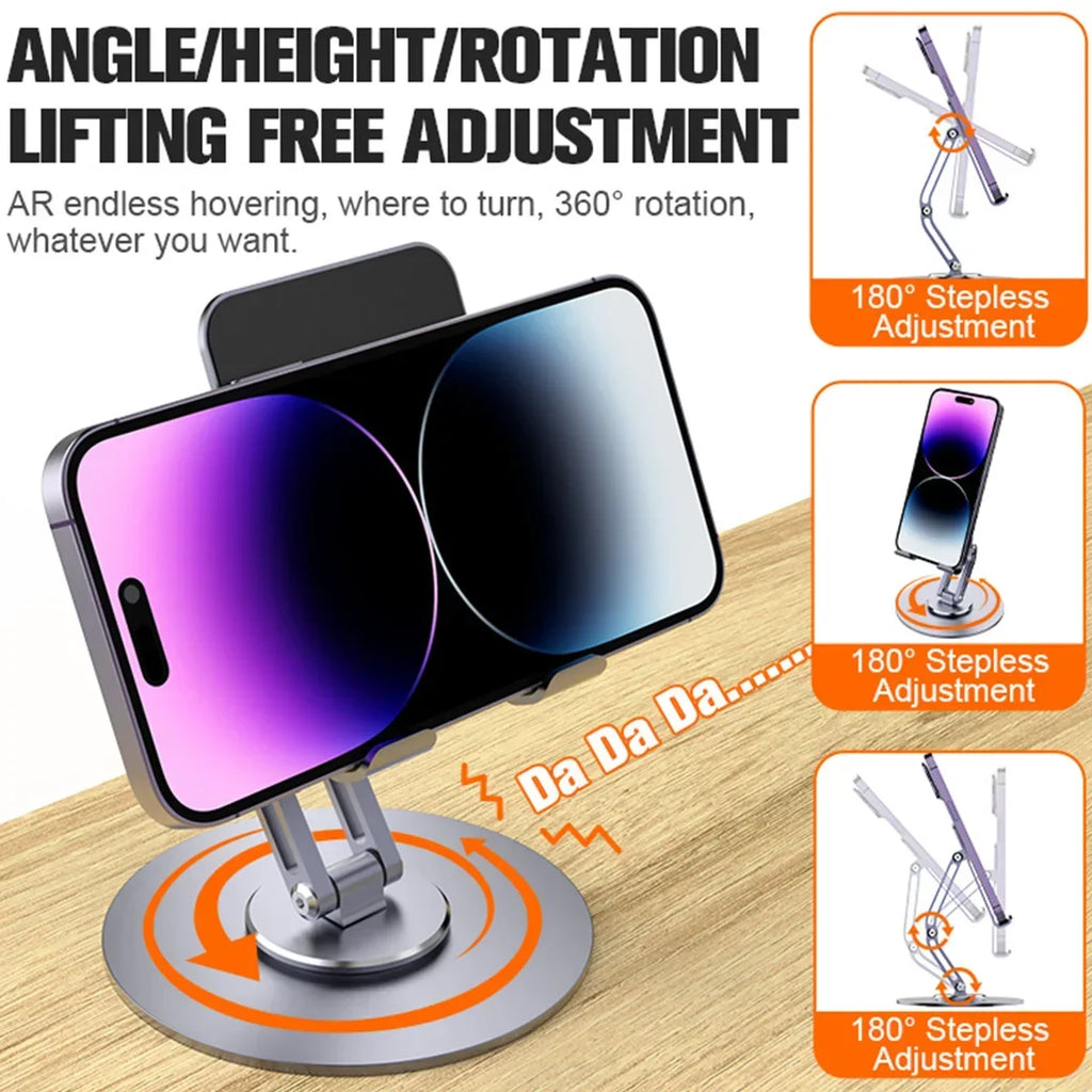 Desktop Phone Holder with 360° Rotation and Multiple Functions